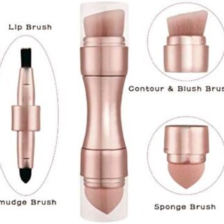 Max Factor x 4 in 1 makeup brush  Set Portable Mini Travel Makeup Brushes Makeup Brush Mini 4 in 1 Kit for Travel Cosmetic Applicator Foundation Sponges Brushes Concealer Professional Make Up Tools (random color)