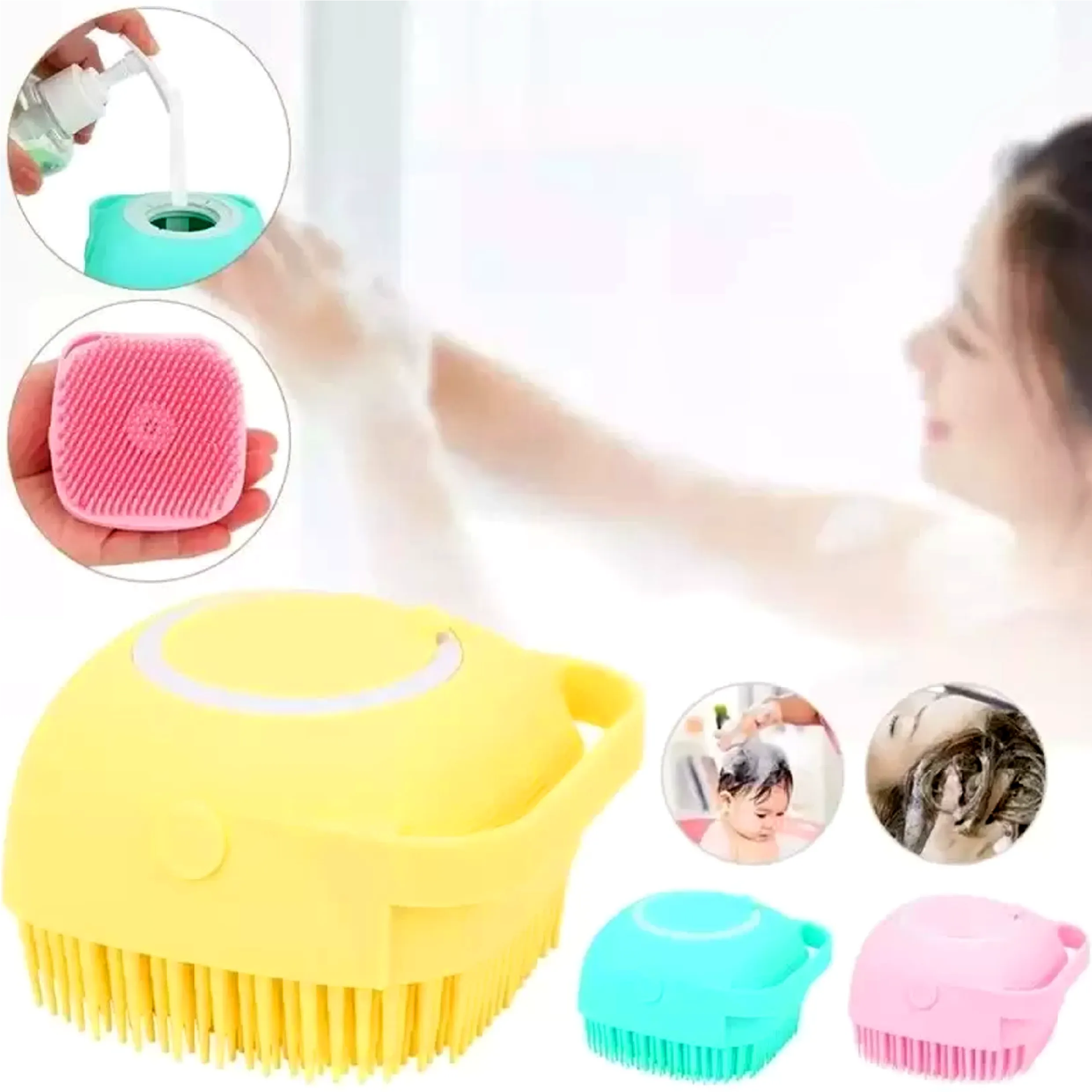 Silicone Bath Body Brush | Exfoliating Scrub with Soap Dispenser | Ultra Soft Shower Sponge & Massager | Random Colour - Image 5