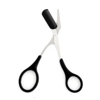 Scissors Eyebrow Trimmer Scissors Comb Stainless Steel Brow Hair Scissors Clips Shaping Grooming Trimmer Makeup Accessories(random color)