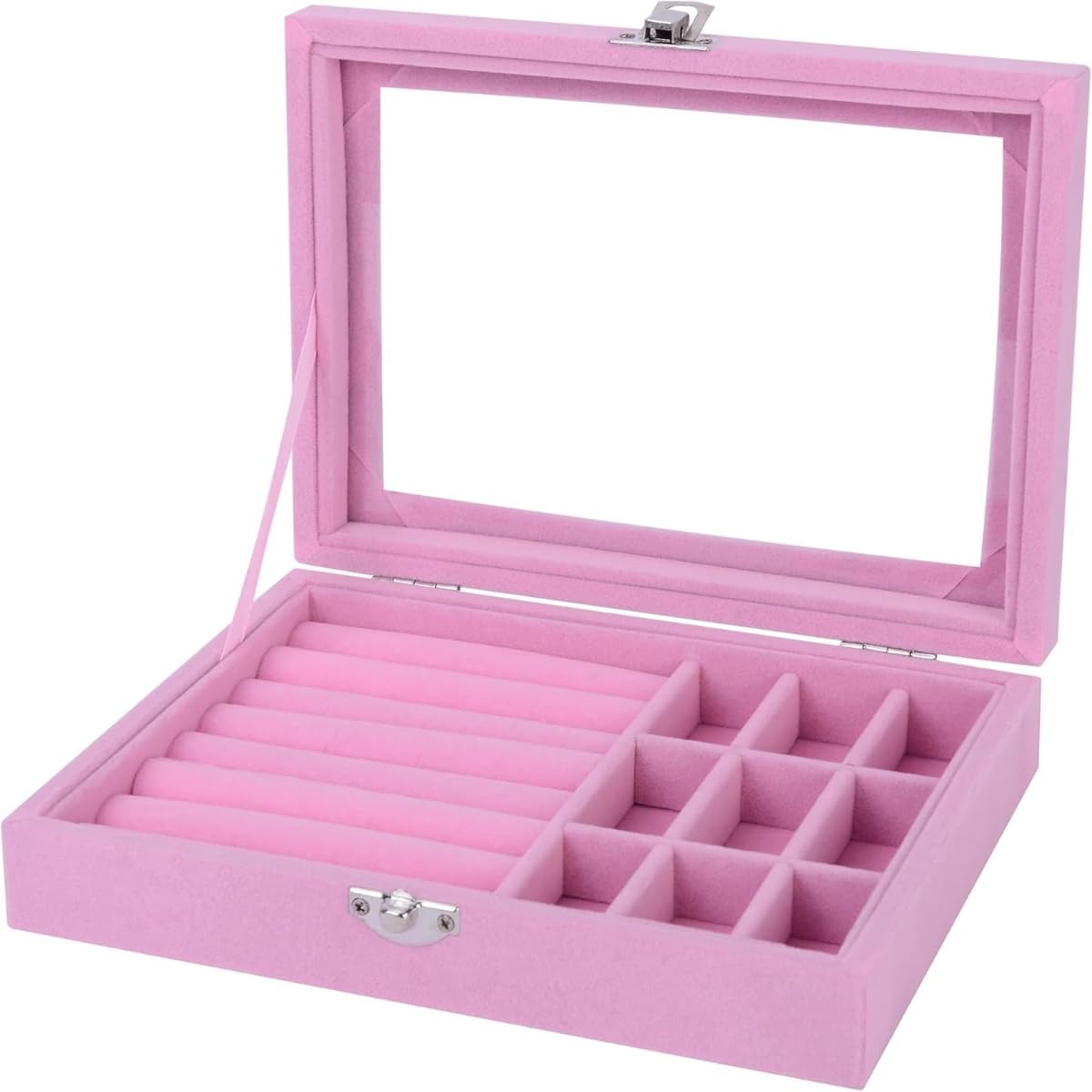 Jewelry Storage Organizer Box with Lock | Synthetic Leather & Velvet | Multi functional Gift for Women | Random Colour - Image 5