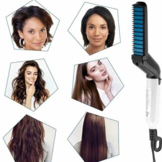 Professional Men’s Electric Hair Straightener Comb – 2-in-1 Quick Beard Stylist & Hair Volumizer, Anti-Scald Ceramic Heating Modeling Brush