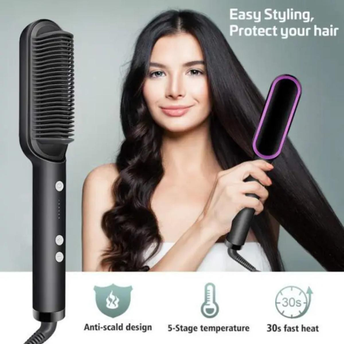 909 Hair Straightener Brush | 6 Heating Modes Electric Hair Straightener Comb (Random Color) - Image 2