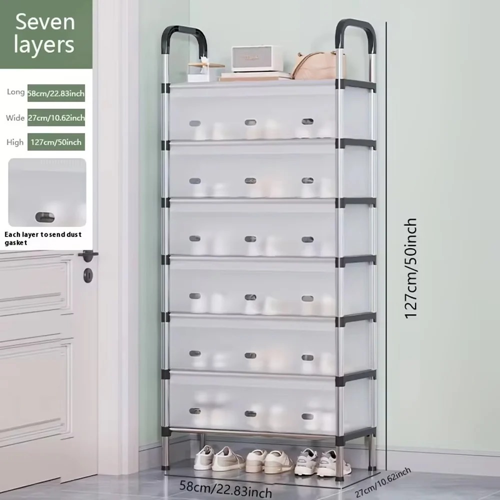 Modern Multi‑Layer Shoe Storage Rack | Dustproof Cover & Handles | Space‑Saving Organizer - Image 4