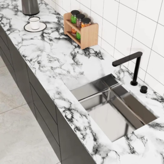 Self Adhesive White Marble Sheet Sticker For Kitchen, Cupboard, Wall – Anti Oil And Heat Resistant Wallpaper (60 x 200 cm)