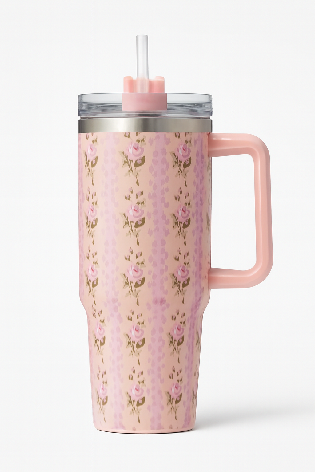 Floral Insulated Travel Tumbler 40oz – Double-Wall Vacuum Flask with Ergonomic Handle & Leak-Resistant Lid (Random Colour) - Image 3