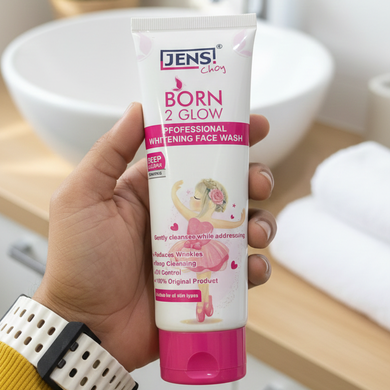 Jens Choy Born 2 Glow Professional Whitening Face Wash Premium Quality Gentle Formula For Daily Skin Care And Bright Appearance - 100g