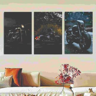 Set Of 3 bikes Sticky Canvas Frames For Wall Decore / Sticky Phototiles