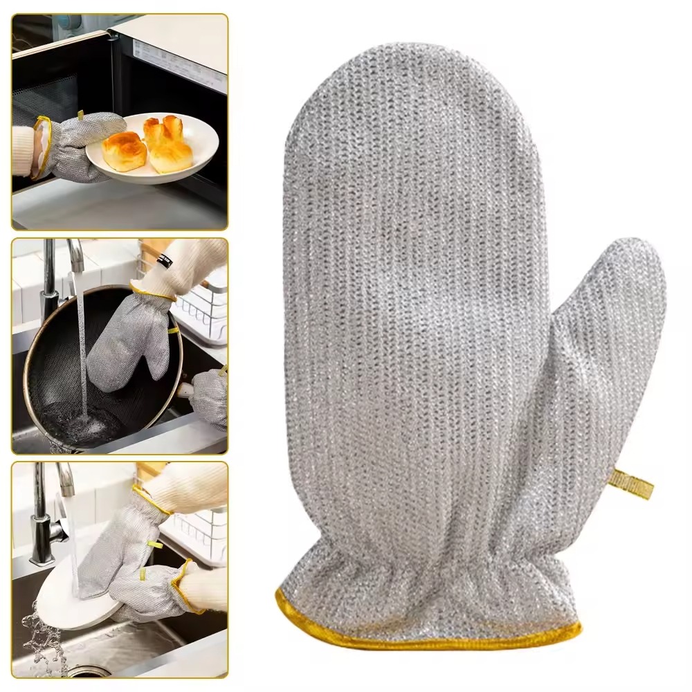 Heavy-Duty Wire Scrubber Dishwashing Mitts – Heat Resistant Steel Wire Cleaning Gloves for Pots, Pans, Grills, and Kitchen Tasks - Image 5