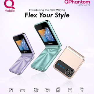 QMobile Phantom Fold 2.4 Inch Display PTA Approved Mobile With 1400mAh Battery 4 SIM Support And Type C Charger (Random Color)
