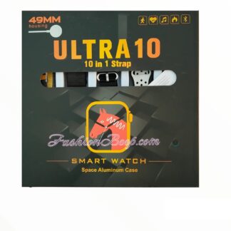 Ultra 10 Smart Watch | 10 in 1 Straps+Jelly Case | BT Calling | Super HD Display 49mm | Multi color straps & wireless charging (Random color)