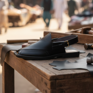 Black Peshawari Chappal Traditional Design Premium Quality Smooth Finish Comfortable Wear For Daily And Special Occasions