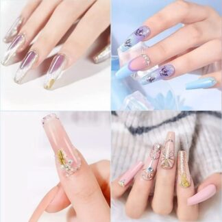 Multicolor 12 Pcs Stylish Artificial Nails Set For Fashionable Look And Easy Application (Random Design)