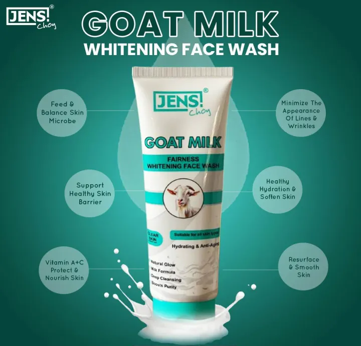 Jens Choy Goat Milk Fairness Whitening Face Wash Gentle Formula Brightening Effect Premium Quality - 100g