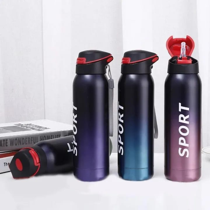 Stainless Steel Double Wall Vacuum Flask | 500 ml Sports Water Bottle | With Straw | Insulated - Image 4