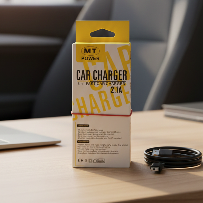 MT Power 3 In 1 Fast Car Charger 2.1A High Speed Charging Solution For Multiple Devices In Vehicle - Image 2