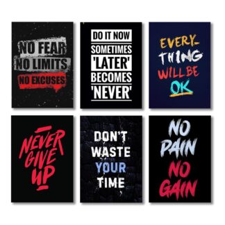 set of 6 Motivational sticky canvas frames for wall decore / sticky phototiles