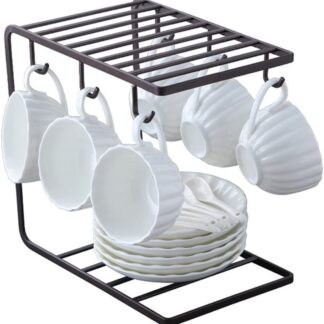 Metal Mug Stand Holder Tree Rack – Modern Space-Saving Mug Organizer with Smooth Hooks for Kitchen & Coffee Corner Decor