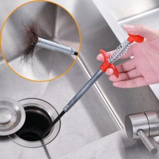 Metal Flexible 60cm Wire Brush Drain Cleaner | Sink, Sewer & Pipe Dredging Tool | Clog Remover