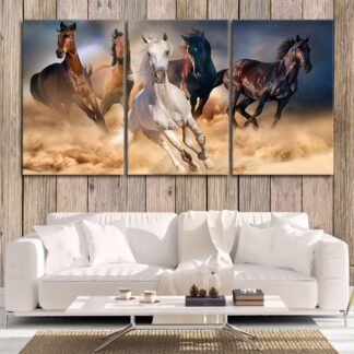 3 Pc Horse Wall Décor Photo Tiles | Elegant Design | Self‑Adhesive Double Tape | Size 8x11 | Premium Finish