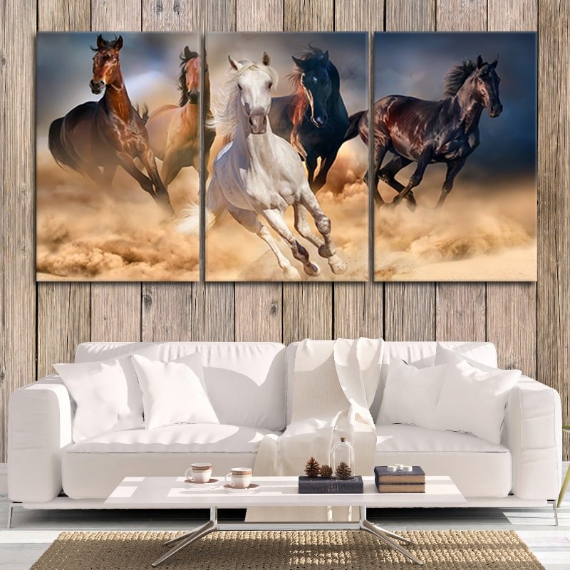 3 Pc Horse Wall Décor Photo Tiles | Elegant Design | Self‑Adhesive Double Tape | Size 8x11 | Premium Finish