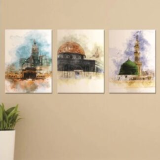Set Of 3 Sticky Wooden Canvas Frames For Wall Decore Aesthatic Art / Sticky Phototiles For Room Wall Decoration