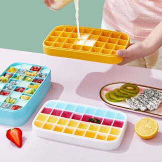 32 grid Silicone Ice Cube Tray with Lid Cover  (Random color)