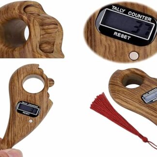 Digital Counter with Qibla Compass and Rotating Prayer Beads Portable Finger Tasbeeh Japa (random color)