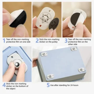 Premium [4-Piece] Stainless Steel Mini Swivel Caster Wheels: 360° Adhesive Rollers for Storage Bins, Boxes, and Small Furniture