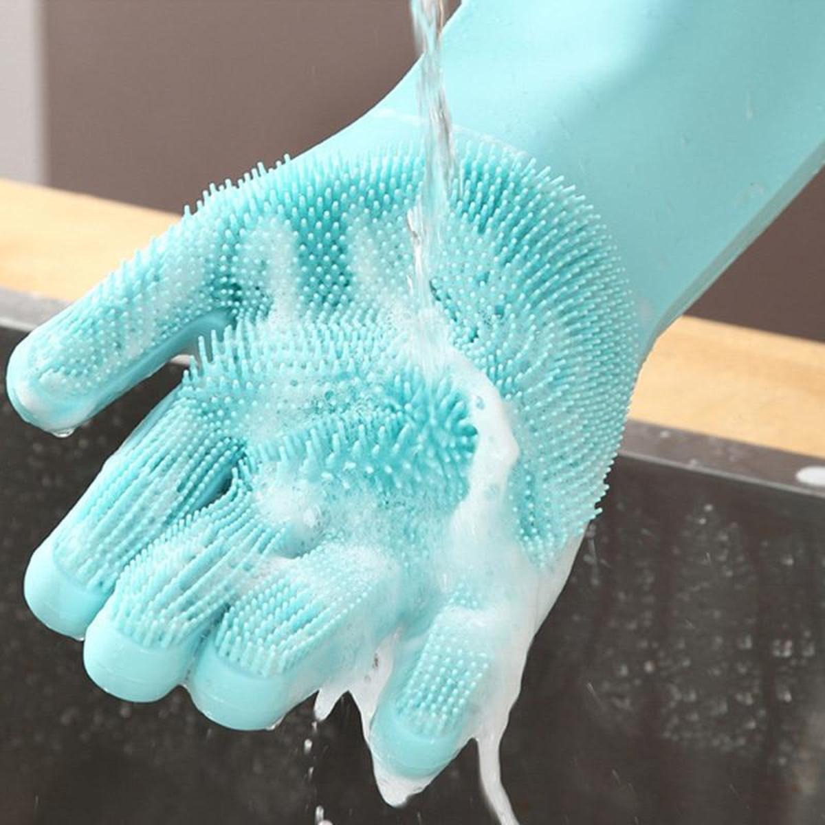 Silicone Dishwashing Gloves Durable Quality Comfortable Grip Reliable Performance Easy Cleaning (Random Color)
