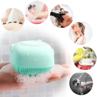 Silicone Bath Body Brush | Exfoliating Scrub with Soap Dispenser | Ultra Soft Shower Sponge & Massager | Random Colour