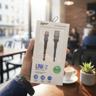 Yolo Hyper LINK-2 USB to Type C Charging Cable (Y-084) – Durable Nylon Braided, 2m, Fast 2A Charging & Data Transfer