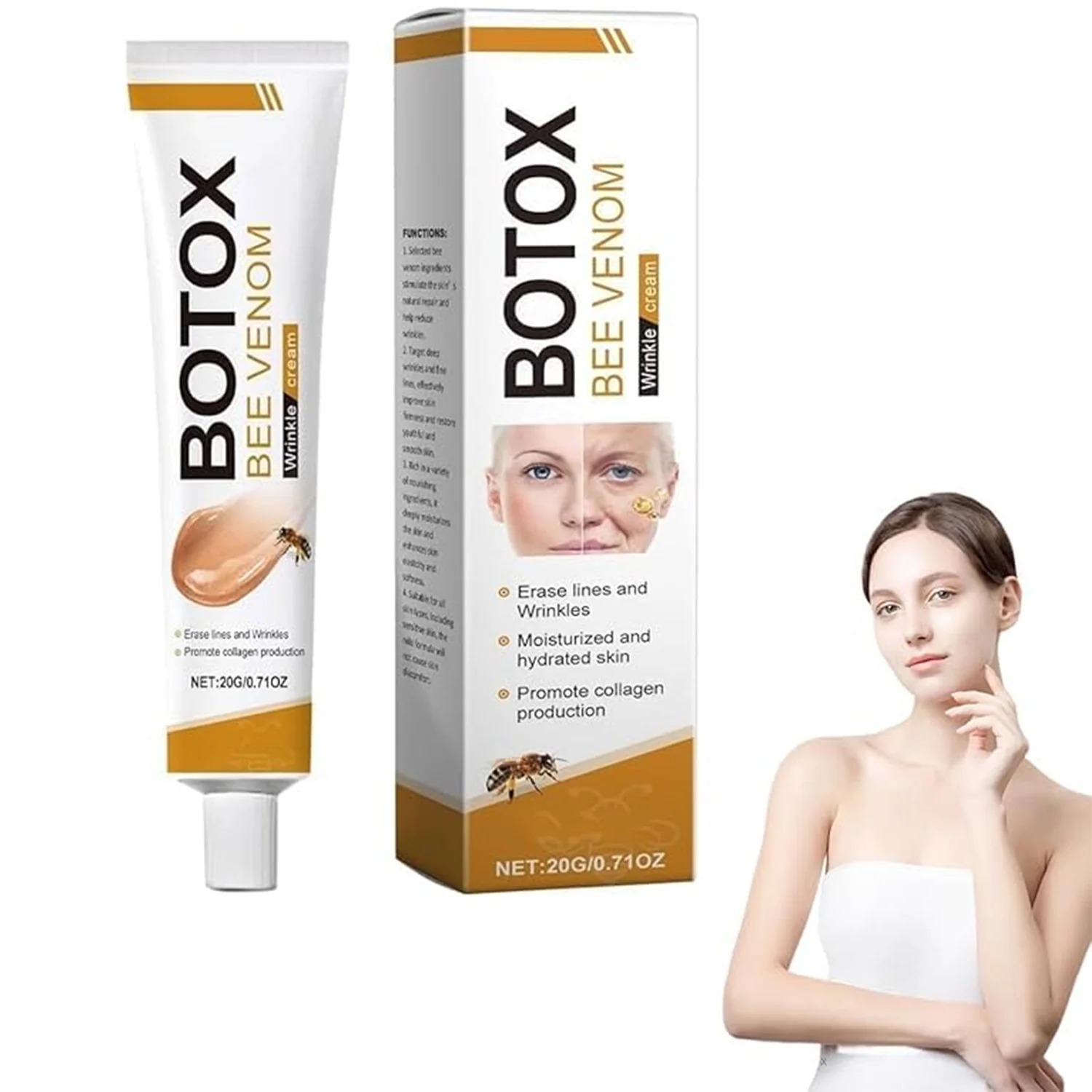Botox Bee Venom Wrinkle Cream | Anti‑Aging Moisturizer | Collagen Boost | Reduce Wrinkles & Fine Lines 20gm - Image 4