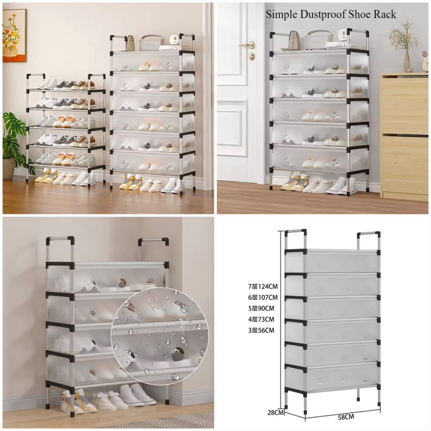 Modern Multi‑Layer Shoe Storage Rack | Dustproof Cover & Handles | Space‑Saving Organizer - Image 2