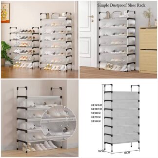 Modern Multi‑Layer Shoe Storage Rack | Dustproof Cover & Handles | Space‑Saving Organizer