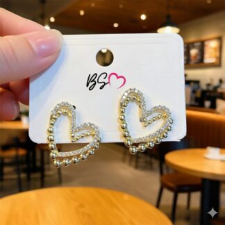 ZJE-164 Heart Shape Double Korean Earrings – Elegant Fashion Jewellery, Stylish Accessory for Women