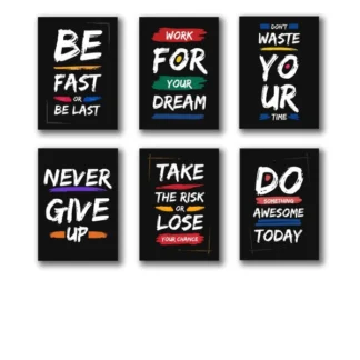 Set of 6 Motivational Wall Art Wooden Phototile Frames for Wall Decor