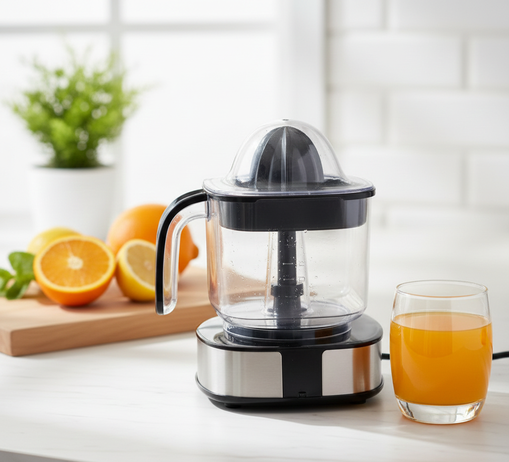 Premium Stainless Steel Electric Citrus Juicer: High-Efficiency Pulp-Control Extractor with Integrated Measurement Pitcher