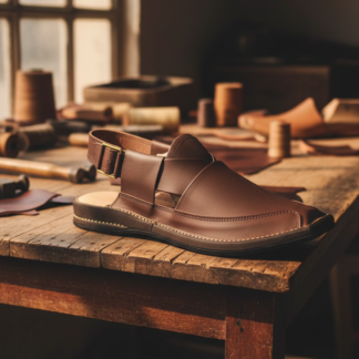 Zalmi Leather Sole Peshawari Chappal Brown Chocolate Colour Traditional Design Premium Quality Smooth Finish Comfortable Wear