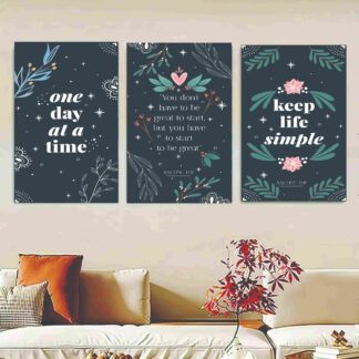 Set Of 3 Motivational Sticky Canvas Frames For Wall Decore / Sticky Phototiles