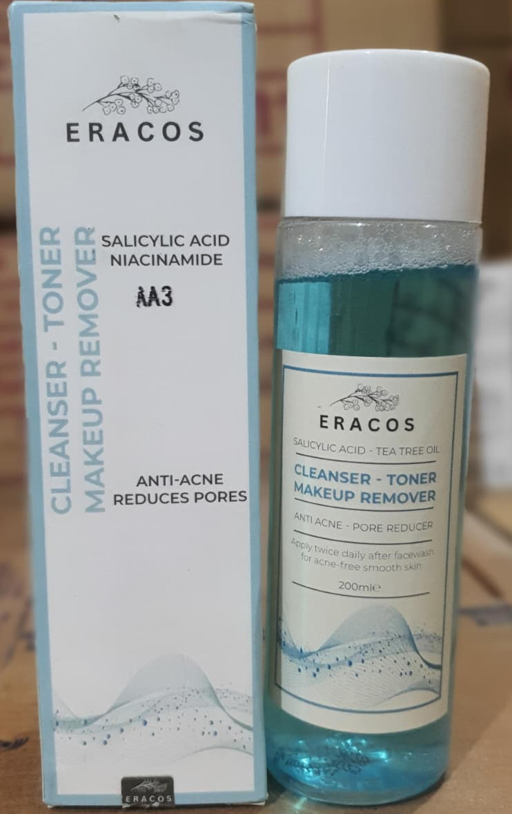 Eracos AA3 Cleanser Toner Makeup Remover Gentle Formula Clears Impurities Removes Makeup Refreshes Skin Provides Smooth And Healthy Look - 200ml - Image 4