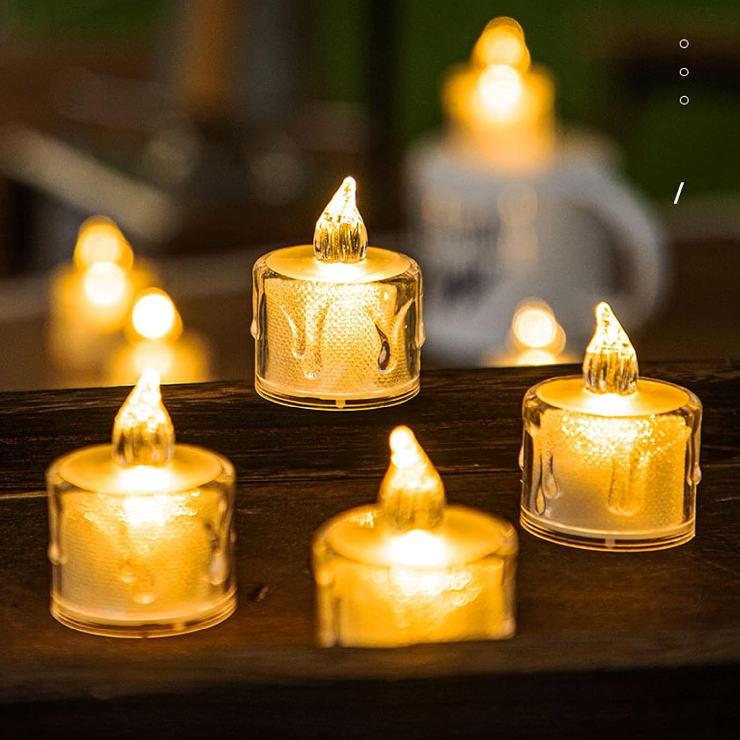 Flickering LED Flameless Tea Light Candles with Realistic Wax Drip (1 pcs) - Image 3