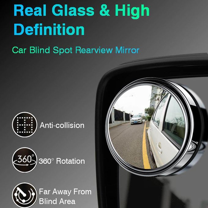 2pcs Round Blind Spot Mirrors – Wide-Angle Lens for Enhanced Rear and Side View Visibility – Convex Mirror for Cars, SUVs, and Trucks – Universal Fit Safety Accessory - Plastic Material