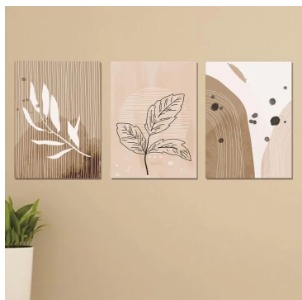 Set Of 3  Art Wooden Frames For Wall Decoration / Sticky Photo Tile