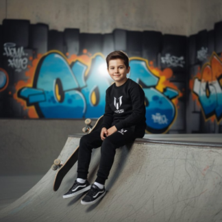 Kids Missi Printed Black & Black Tracksuit Set | Winter Fleece Sweatshirt & Trouser Outfit for Boys & Girls – Warm, Cozy & Stylish FOR BABY AND KIDS