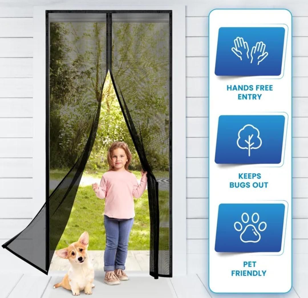 Magic Mesh Door Screen Easy Installation Hands Free Entry Keeps Insects Out Durable Design Convenient Daily Use - Image 3