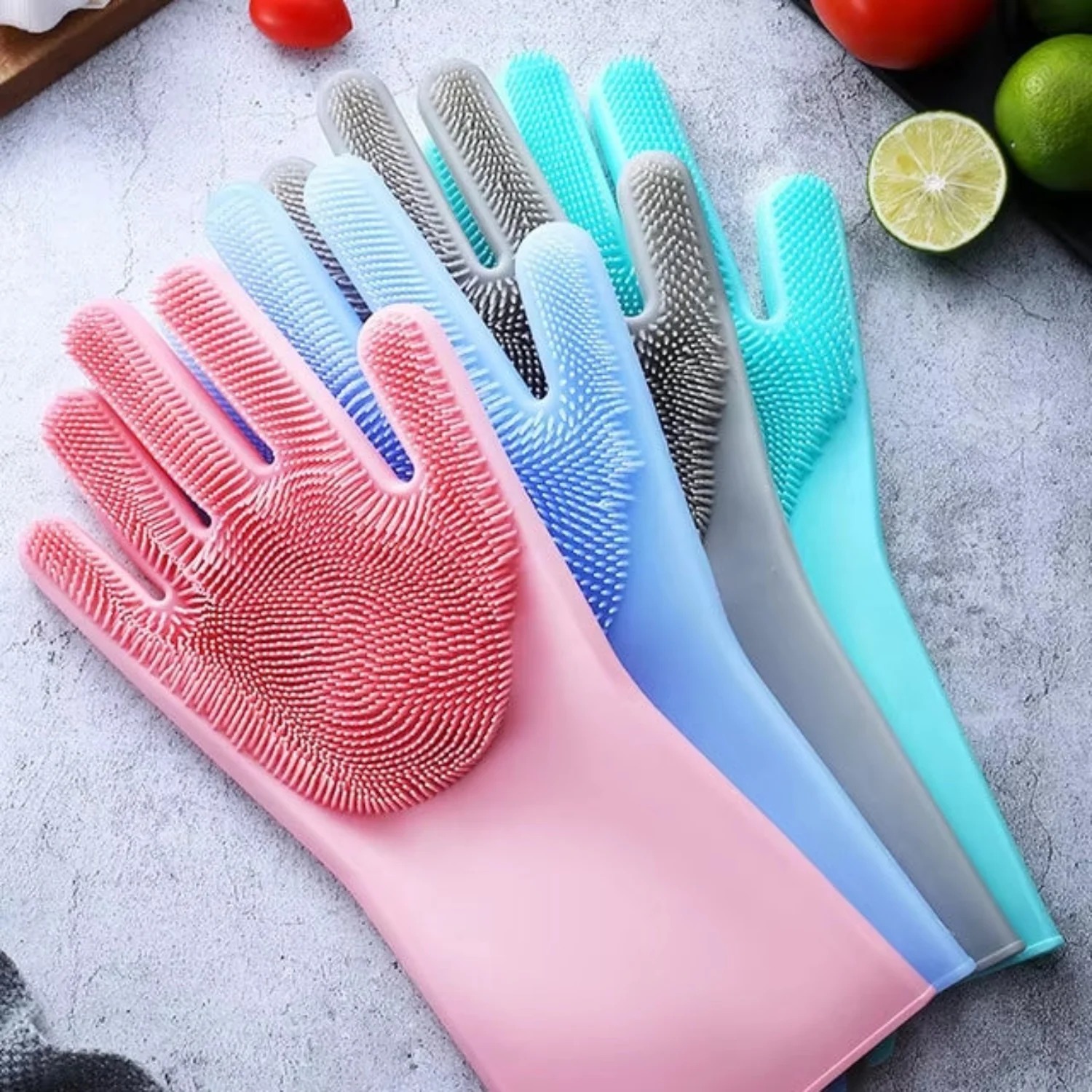 Silicone Dishwashing Gloves Durable Quality Comfortable Grip Reliable Performance Easy Cleaning (Random Color) - Image 3