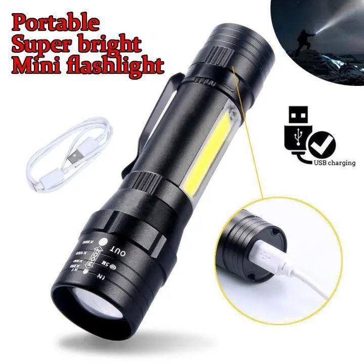 Green Box Zoomable Rechargeable Flashlight Durable Design Adjustable Focus Bright Light Easy Charging For Indoor And Outdoor Use (Random Color) - Image 4