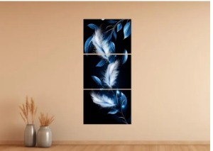 Set Of 3 Leaf Art Wooden Frames For Wall Decoration / Sticky Photo Tiles