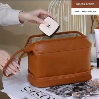 Premium Vegan Leather Travel Toiletry Bag with Dual Compartments and Uplifting Slogan