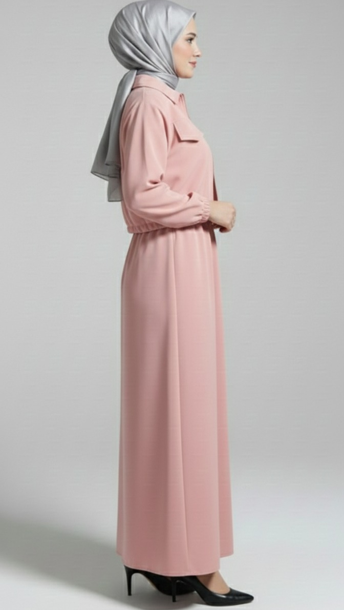 Stylish 2 Piece Set Long Frock Maxi Dress With Matching Zipper Jacket Premium Quality